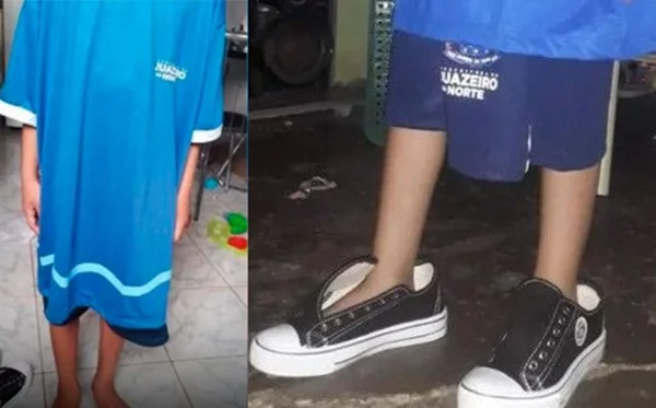 Imagens coloridas de crianças usando uniformes grandes - Metrópoles