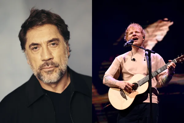Javier Bardem e Ed Sheeran em montagem de fotos - Metrópoles