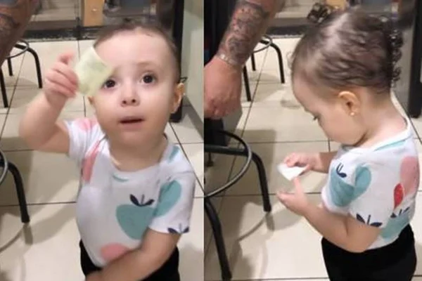 menina de 2 anos reconhece que papel não é dinheiro e viraliza na internet 1-horz