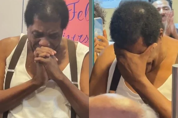 Aos 93 anos, Tony Tornado se emociona e chora com festa surpresa