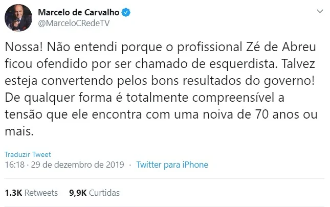 Depois, ele voltou a tuitar sobre o ator Depois, ele voltou a tuitar sobre o ator