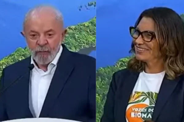 Montagem com fotos coloridas do presidente Luiz Inácio Lula da Silva (PT) e a primeira-dama Janja Lula da Silva durante a COP30 - Metrópoles