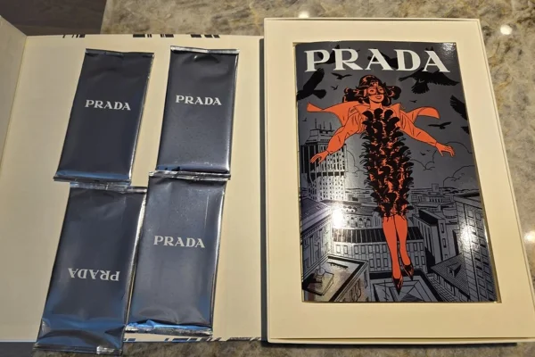 álbum de figurinhas catalogo convite desfile prada - metrópoles