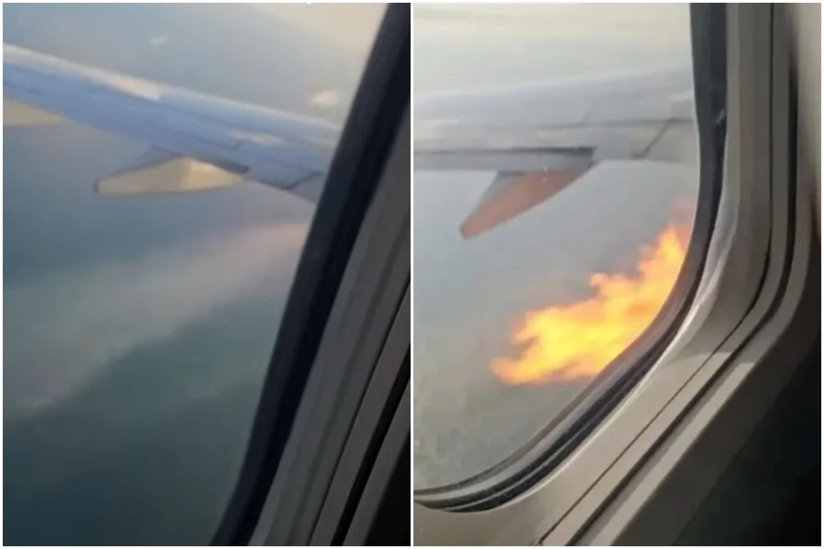 Avião faz pouso forçado após se chocar com pássaros e motor pegar fogo. Vídeo