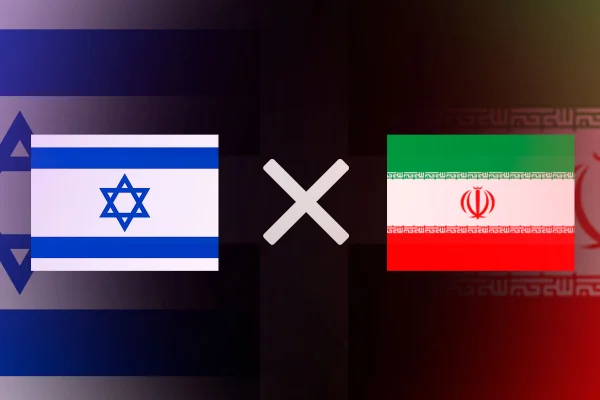 Imagem colorida de Irã e Israel