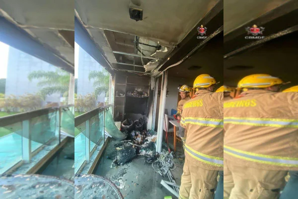 Incêndio em varanda de apartamento mobiliza bombeiros no Lago Sul