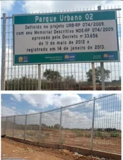 E conta com cercamento e uma placa de aviso