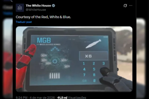 Imagem colorida, Casa Branca mistura "Call of Duty" com vídeos sobre ataques ao Irã - Metrópoles
