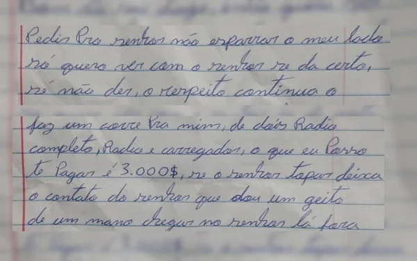 Preso manda bilhete para agente prisional em Goiás