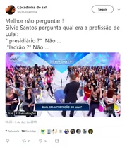 “Ladrão”, diz mulher sobre profissão de Lula a Silvio Santos - imagem 3 “Ladrão”, diz mulher sobre profissão de Lula a Silvio Santos - imagem 3