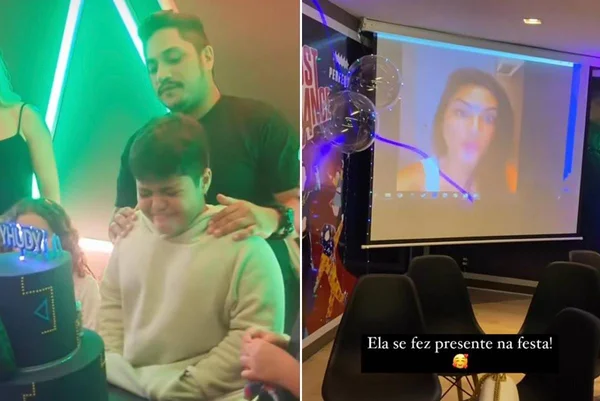 Filho de Mileide cai no choro ao receber recado da mãe no aniversário