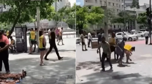 Vídeo que circula nas redes sociais mostra quando o homem joga as cédulas para o alto
