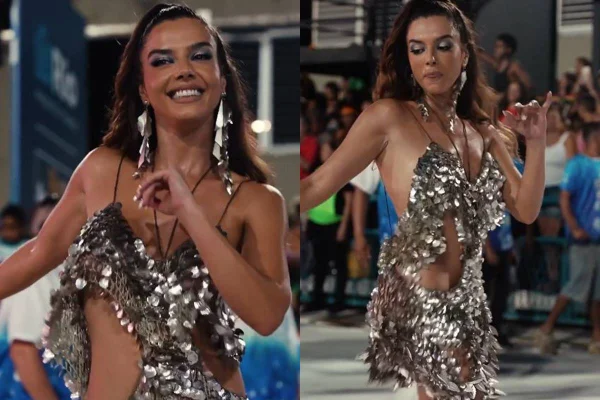 montagem com duas fotos de Giovanna Lancellotti dançando - metrópoles
