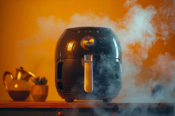 ai fryer saindo fumaça