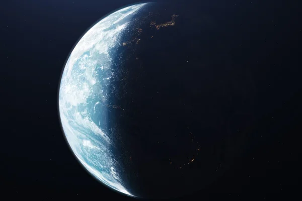 Imagem colorida de sombra na Terra - Metrópoles