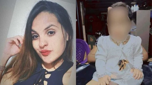 Imagem colorida de mão, vítima de feminicídio e a filha de 1 ano, que ainda chama por ela - Metrópoles