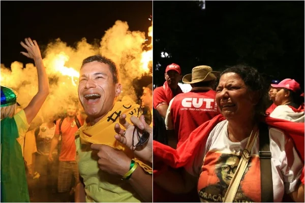 Manifestantes pró-impeachment comemoram e apoiadores de Dilma lamentam