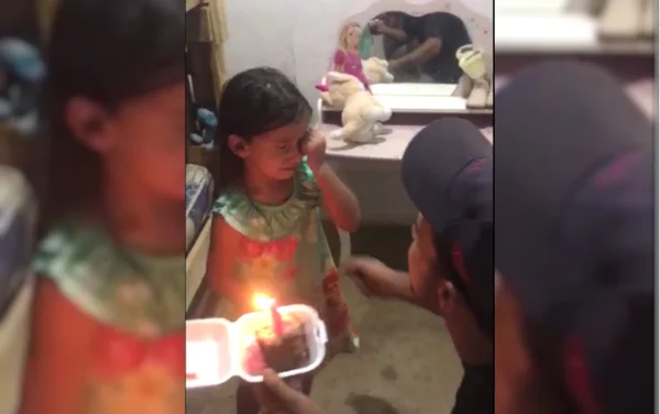 A emoção desta menina ganhando um pedaço de bolo vai encantar você