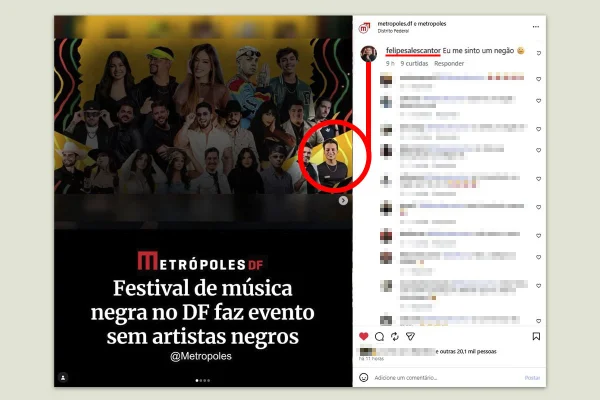 Cantor que se apresentou em festival de música negra debocha: “Me sinto negão”