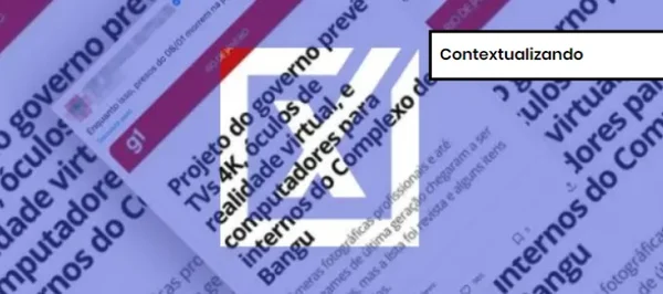 Captura de tela de post sobre compra de TVs 4K pelo governo do Rio com etiqueta de Contextualizando