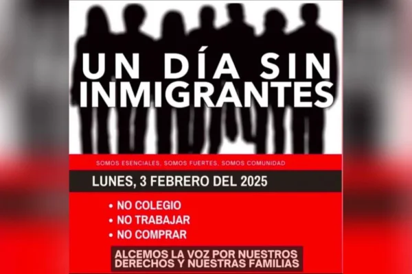 Imagem colorida de cartaz dizendo "um dia sem imigrantes" - Metrópoles