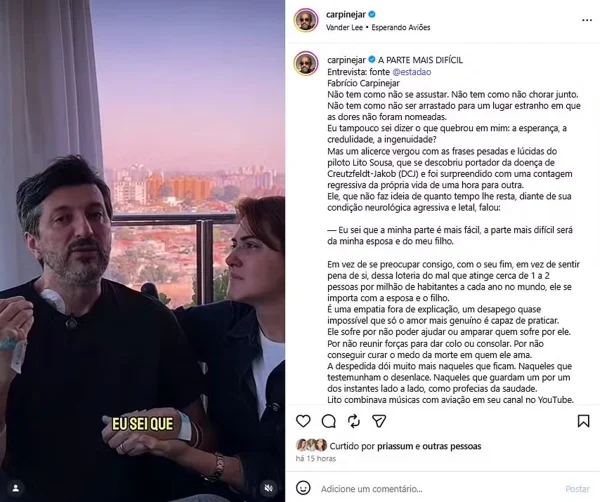 Fabricio Carpinejar se emociona com relato de Lito Sousa: “A despedida dói” - destaque galeria