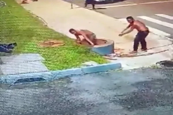 Vídeo: trio é preso no momento em que furtava 200 metros de cabo no DF