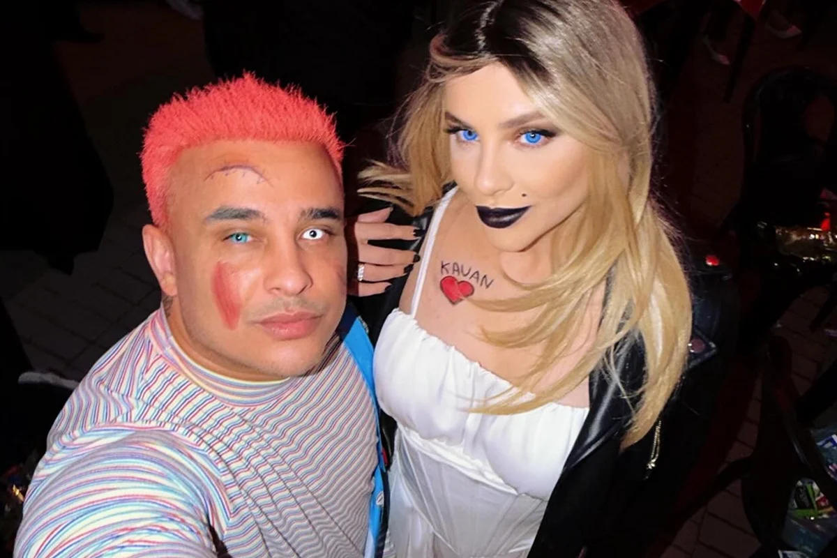 Kauan, dupla de Matheus, e Sarah Biancolini posam fantasiados Kauan, dupla de Matheus, e Sarah Biancolini posam fantasiados