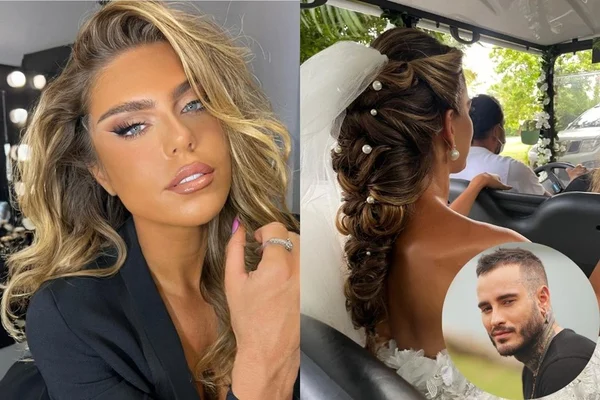 Mulher loira à esquerda e mulher de cabelo castanho à direita de costas com rosto de homem abaixo