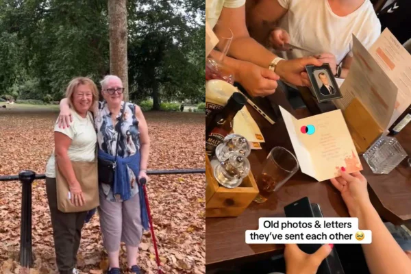 montagem colorida amigas que trocavam cartas se conheceram 51 anos depois