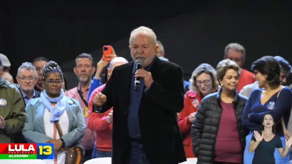 Lula em comício no RS
