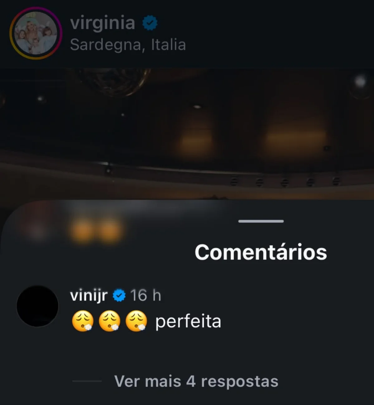 Vini Jr. comentou em foto de Virginia Fonseca. Vini Jr. comentou em foto de Virginia Fonseca.