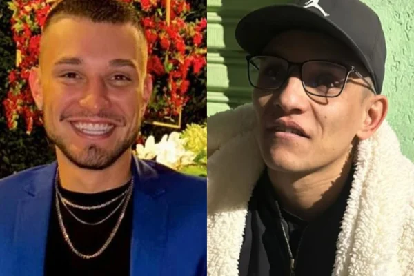 Montagem feita a partir de fotos de MC Gui e o primo, Kauan Castanheira - Metrópoles
