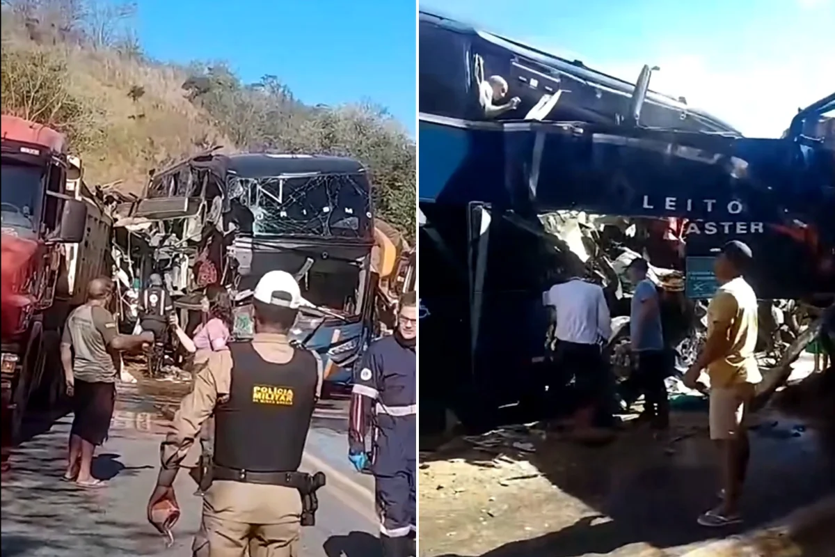 Colisão entre ônibus e caminhão deixa 2 mortos e 20 feridos na BR-259