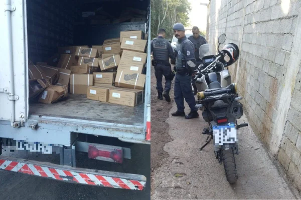 Imagem colorida de caminhão roubado