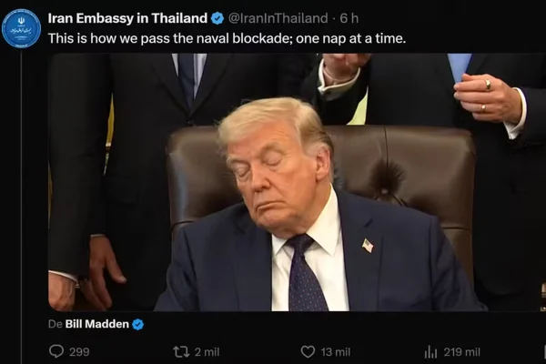 Imagem colorida, Perfil do Irã zomba de Trump por suposta “soneca” durante coletiva - Metrópoles