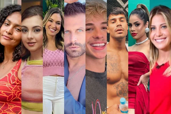 Montagem colorida de Barbara Reis, Klara Castanho, Talitha Morete, Henri Castelli, Juliano Floss, Lexa, Micael Borges e Bárbara Coelho. - Metrópoles