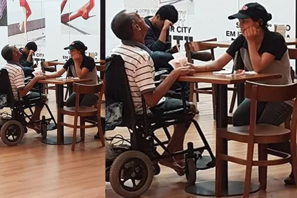 Que gentileza! Atendente do Bob’s dá milkshake na boca de cadeirante