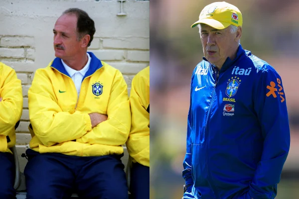 Foto colorida de Felipão e Carlo Ancelotti - Metrópoles