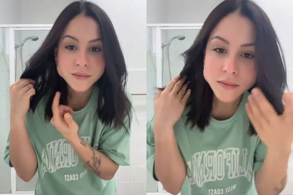 montagem colorida de fotos de mulher com rosto inchado de um lado - metrópoles