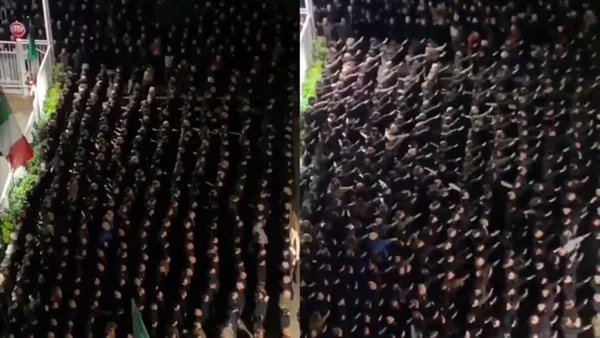 Manifestantes de extrema direita fazem saudação fascista em comício em Roma