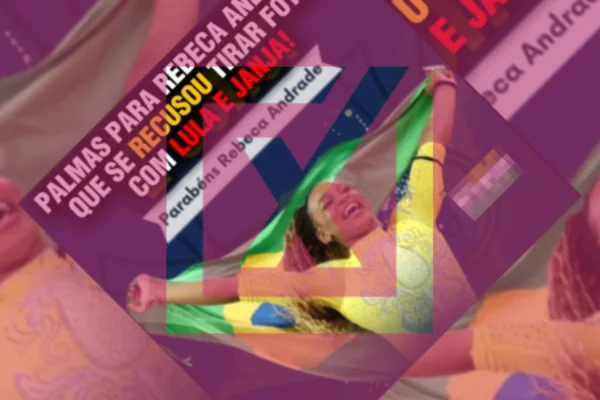 É falso que Rebeca Andrade se recusou a tirar foto com Janja e Lula