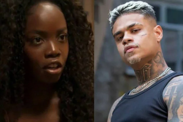 Montagem colorida de Kate e Hugo, personagns da novela Vai na Fé - Metrópoles