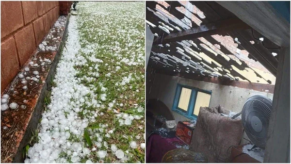 Intensa chuva de granizo assusta moradores e causa estragos em MG