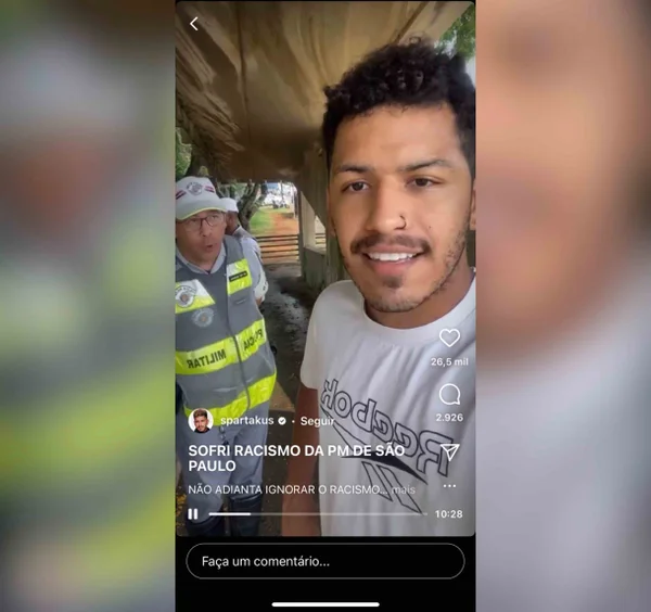 Youtuber Spartakus Santiago denuncia abordagem da PM em São Paulo