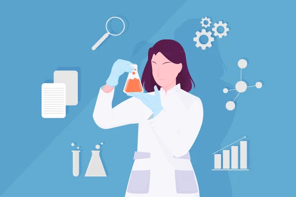 Ilustração mulher cientista, mulheres na ciência