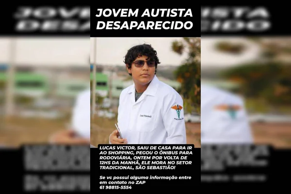 Jovem autista desaparece após dizer que iria a shopping no DF