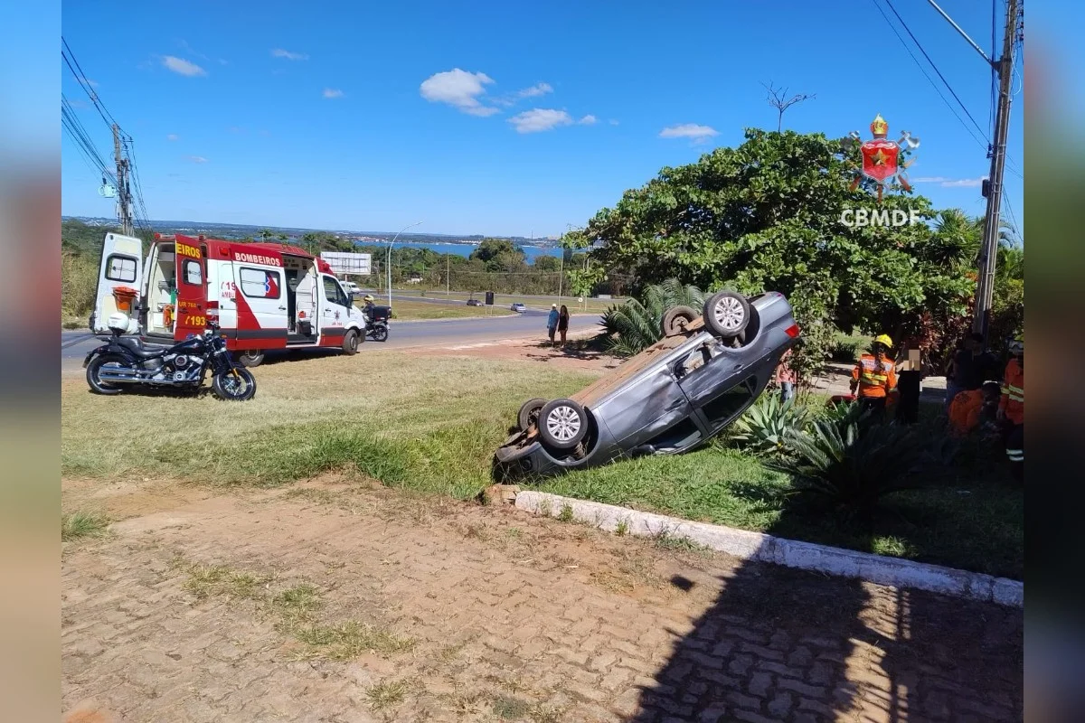 DF registra dois capotamentos e colisão entre carro e moto pela manhã - Conheça os detalhes