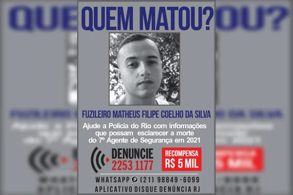 Polícia do Rio divulga cartaz para identificar assassino de militar