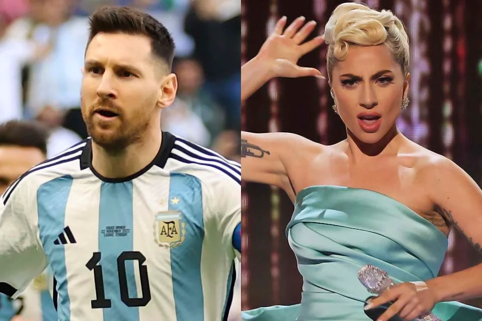 Messi, jogador da Argentina, e Lady Gaga Messi, jogador da Argentina, e Lady Gaga